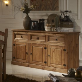 Aparador rústico de comedor tres puertas nogal Veracruz