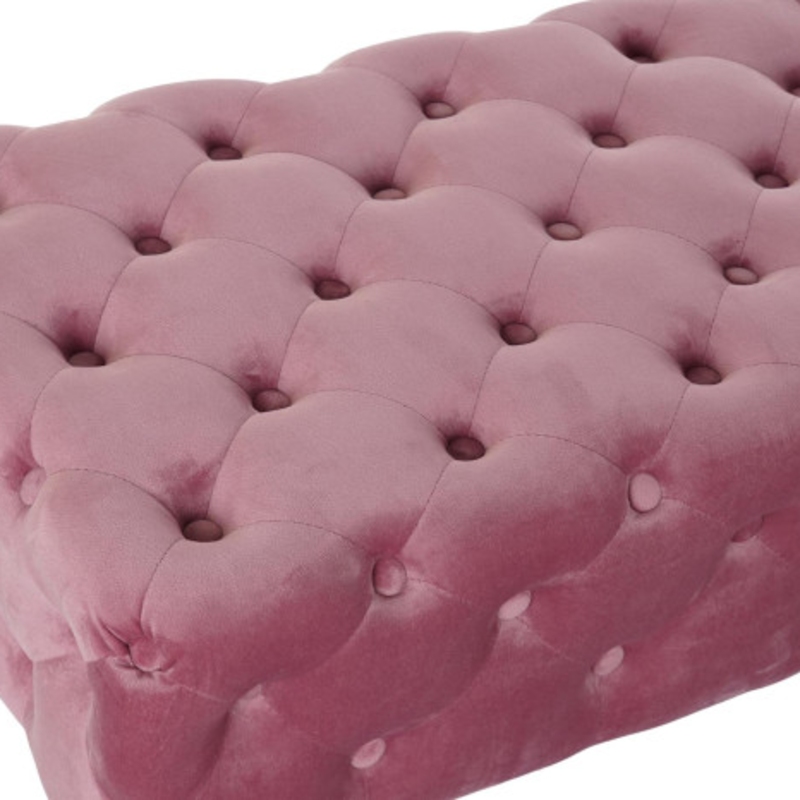 Banqueta pie de cama metal tapizada terciopelo Wine - Imagen 4