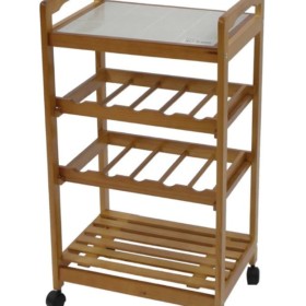 Botellero de madera tapa cerámica color nogal Luna