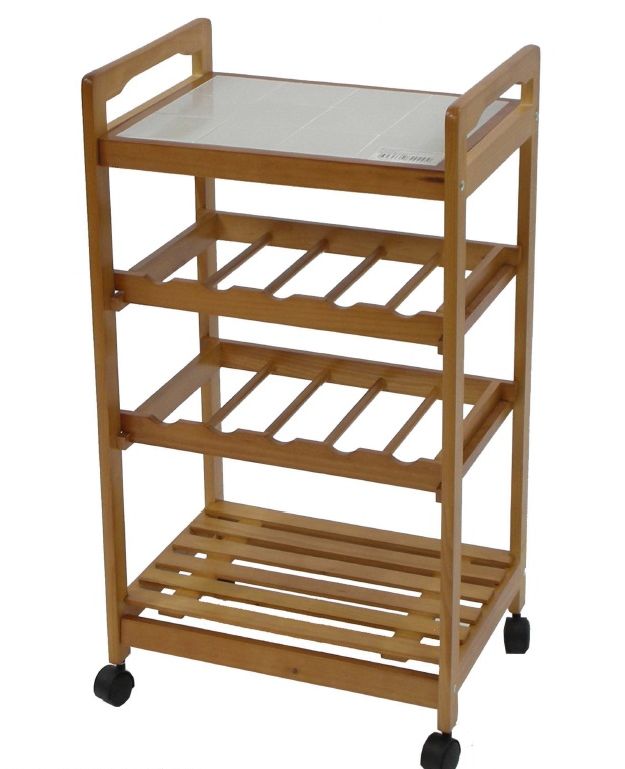 Botellero de madera tapa cerámica color nogal Luna