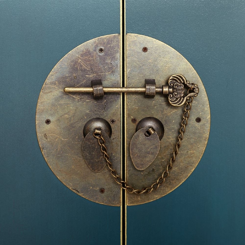 Consola de 2 puertas y 6 cajones oriental de madera - Imagen 2