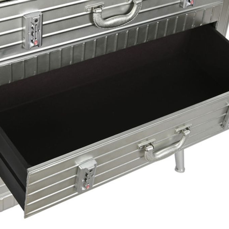 Cajonera de metal y MDF tres cajones plateada Maleta - Imagen 2