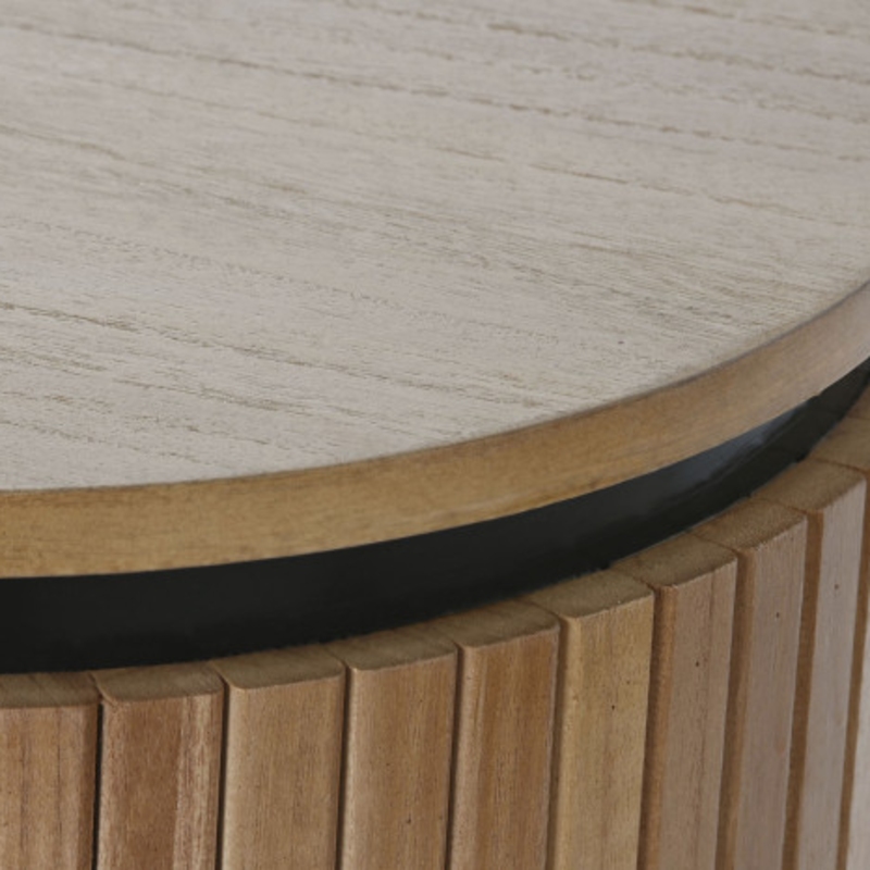 Comoda tres cajones paulownia metal Natural - Imagen 2