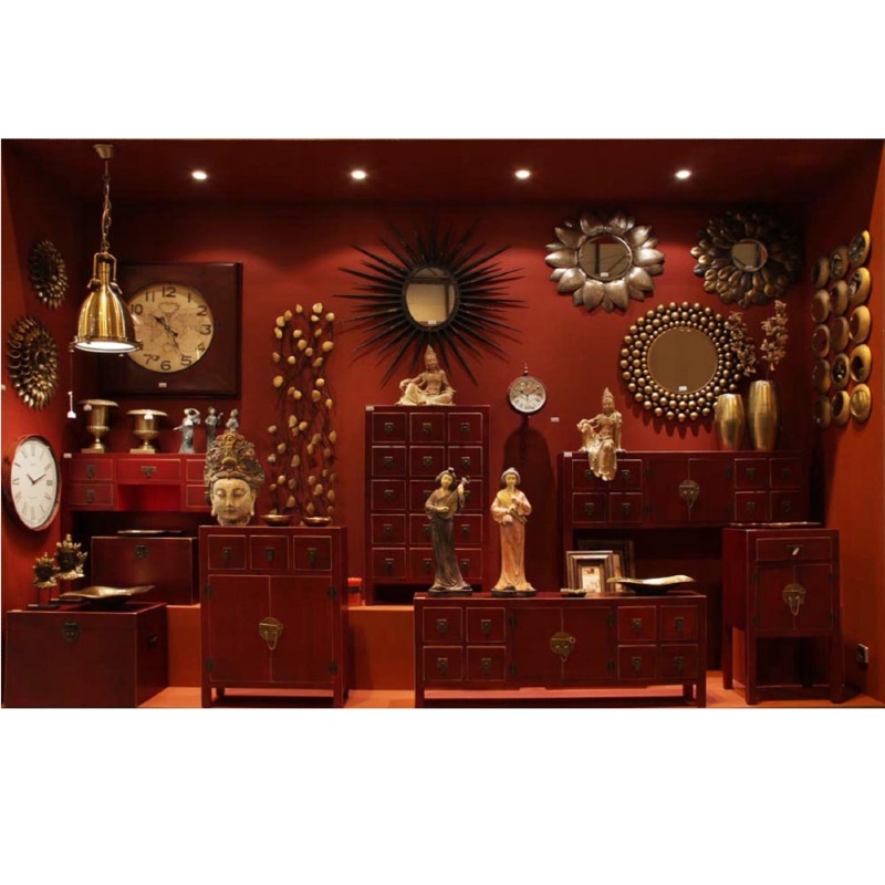 MUEBLE 8 CAJONES ROJO MADERA 130 X 24 X 50,50 CM - Imagen 4