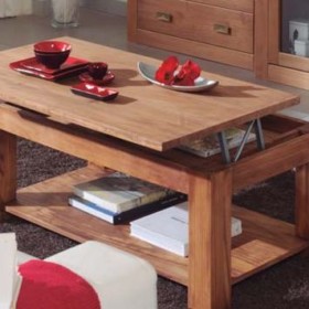 Mesa de centro elevable rústica cera nogal Jalisco