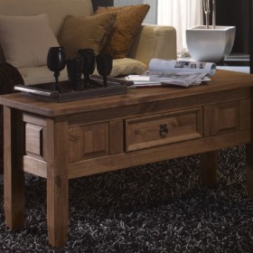 Mesa de centro estilo rústico cera nogal Veracruz