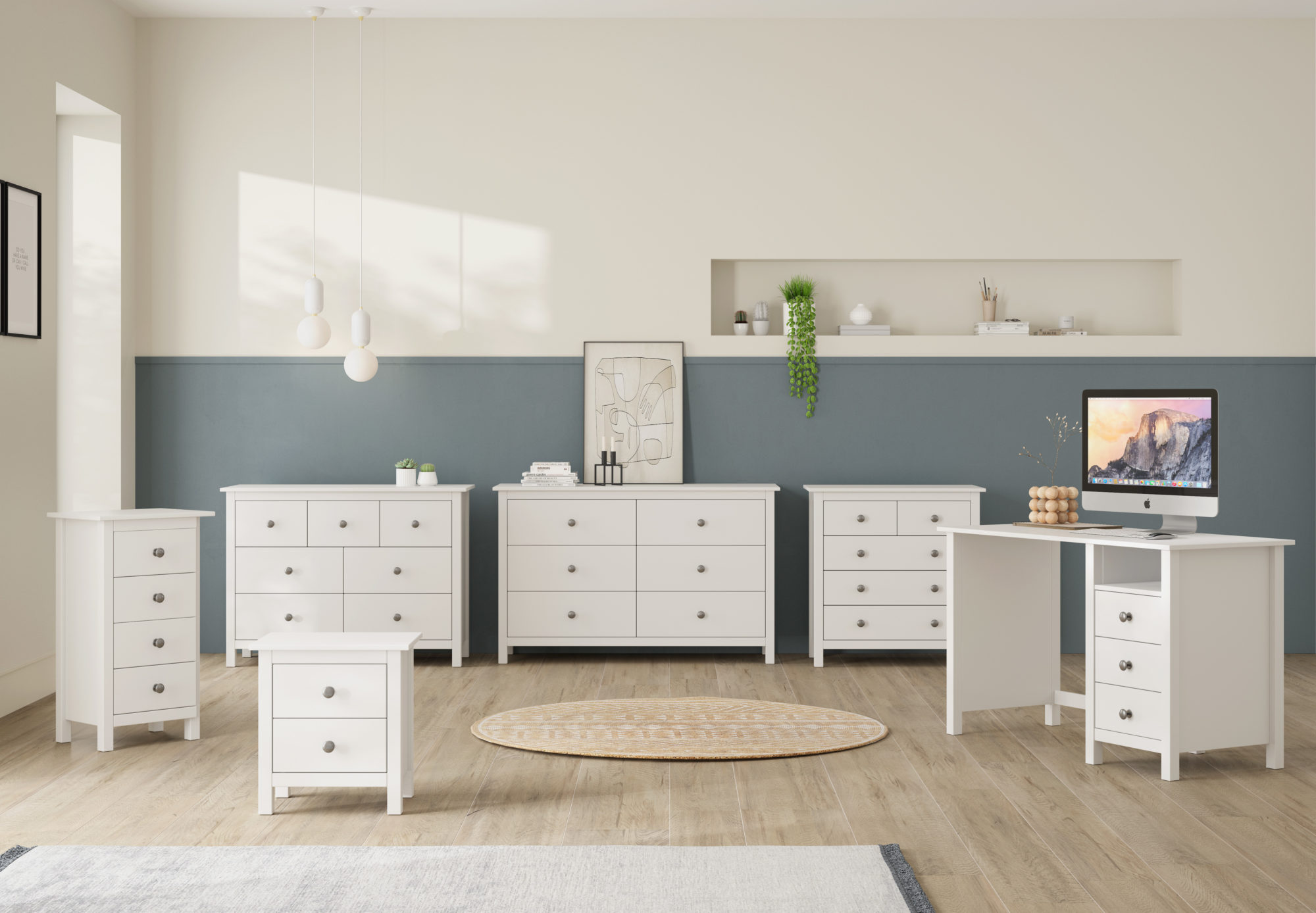 Mesita de noche dos cajones blanco Elena - Imagen 4