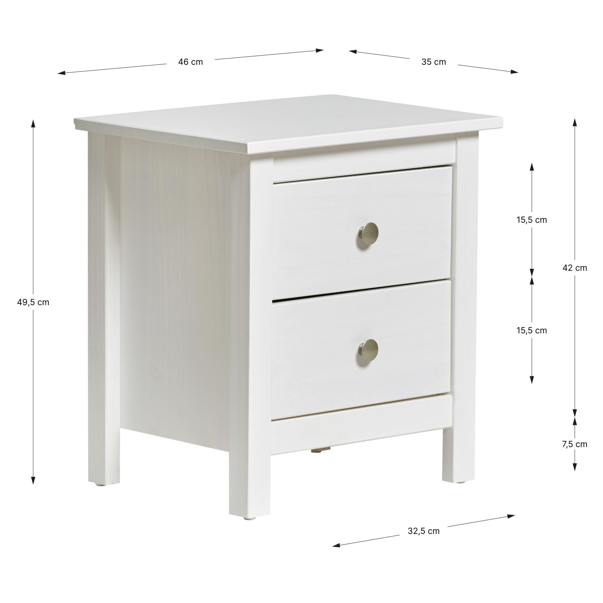 Mesita de noche dos cajones blanco Elena - Imagen 3