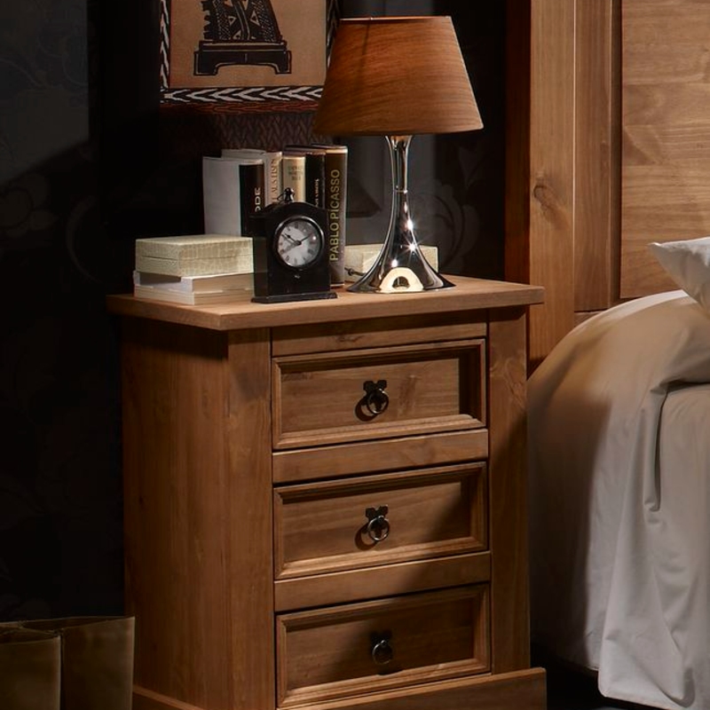Mesita de noche estilo rústico cera nogal Veracruz