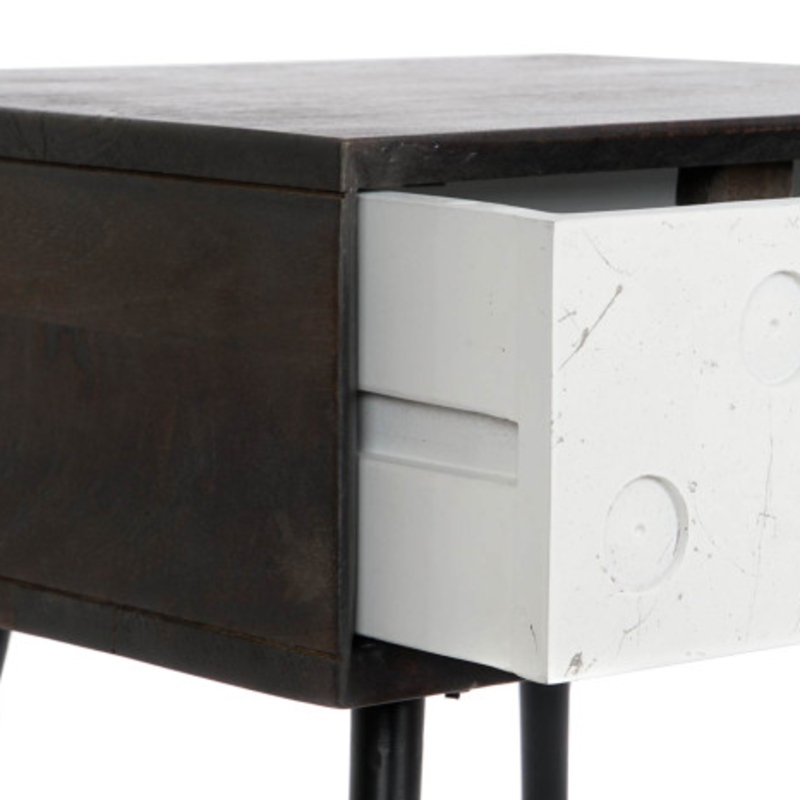 Mesita de noche mango metal wengue - Imagen 5