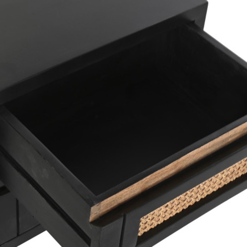 Mesita de noche mango ratán negro - Imagen 2