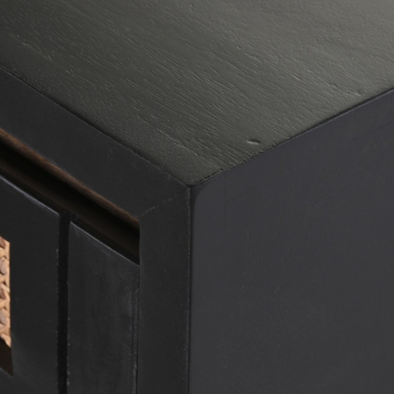 Mesita de noche mango ratán negro - Imagen 3