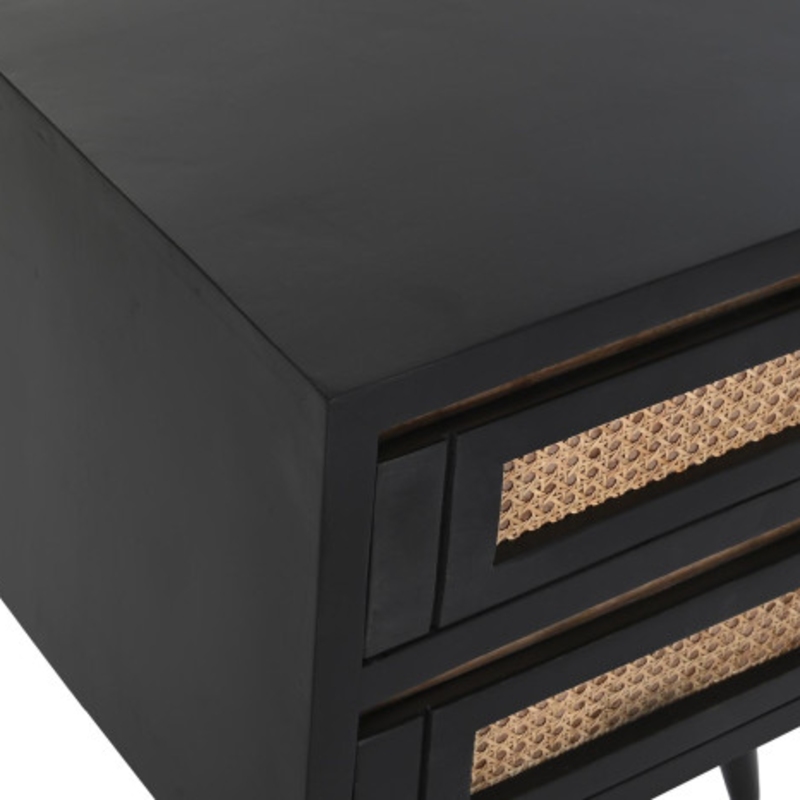 Mesita de noche mango ratán negro - Imagen 4