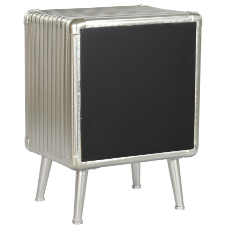 Mesita de noche metálica dos cajones plateada 46x39x63 - Imagen 2