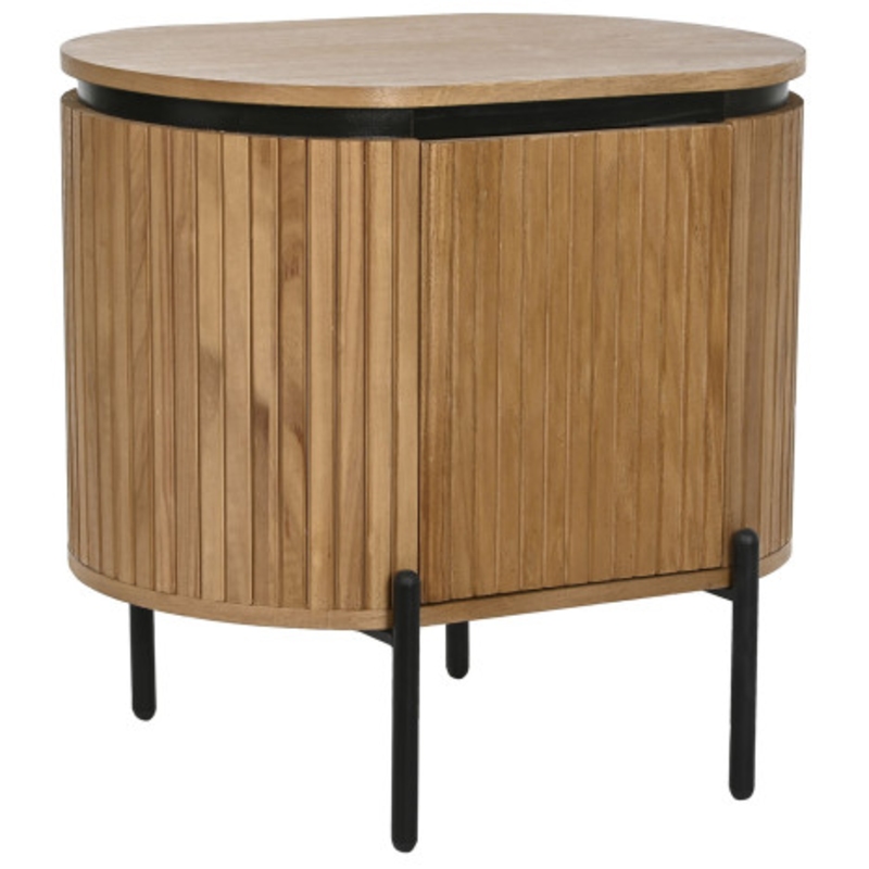 Mesita de noche paulownia metal