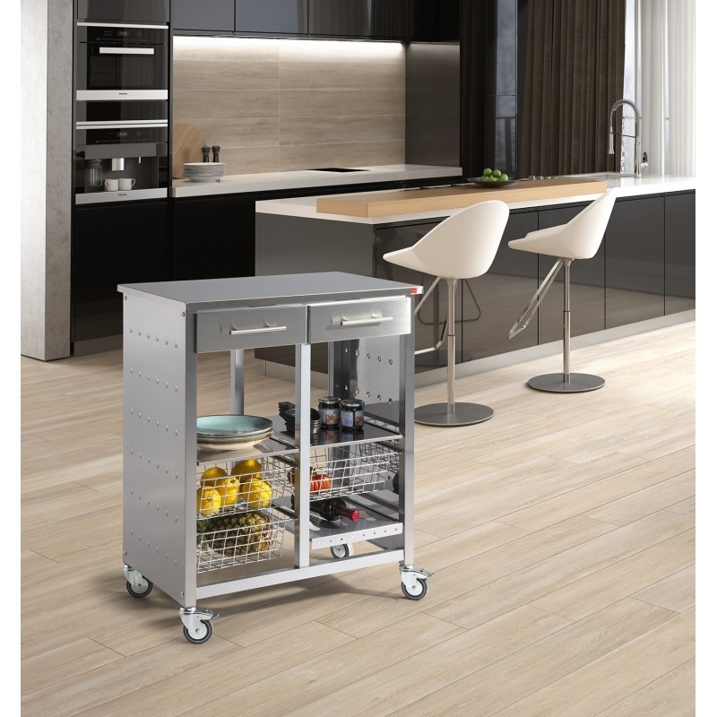 Carro de cocina, verdulero doble de cocina MALMÖ inox - Imagen 2