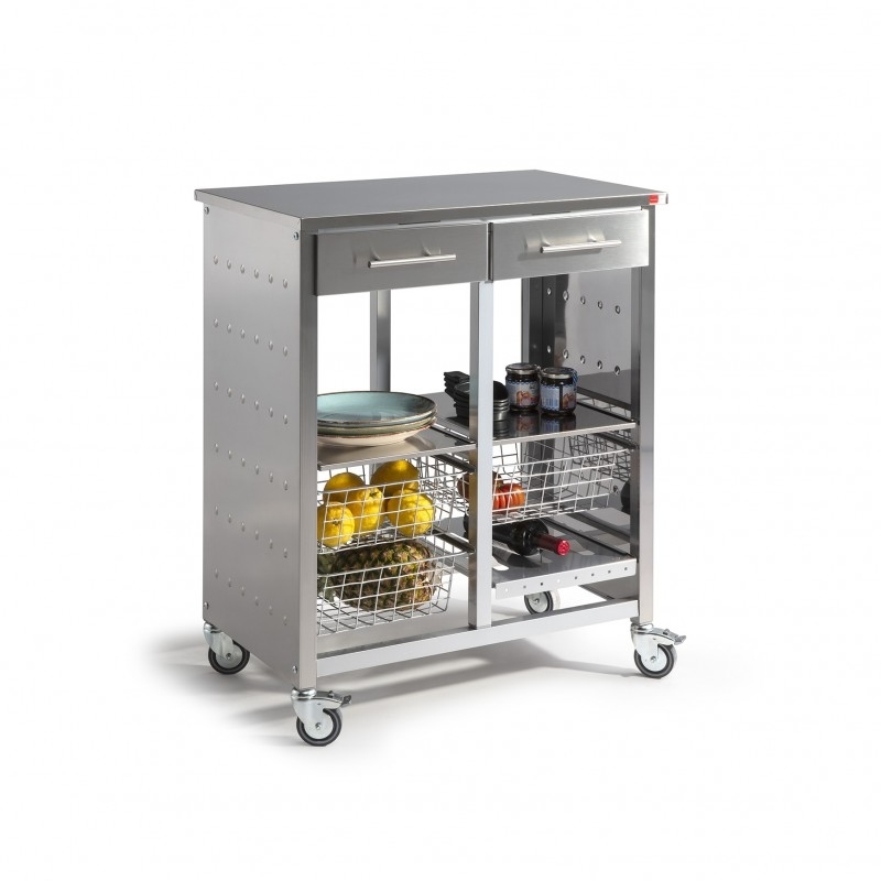 Carro de cocina, verdulero doble de cocina MALMÖ inox
