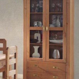 Vitrina salón comedor rústica acabado en cera nogal Jalisco