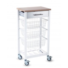 Carrito de cocina Moderno con encimera efecto madera alistonada