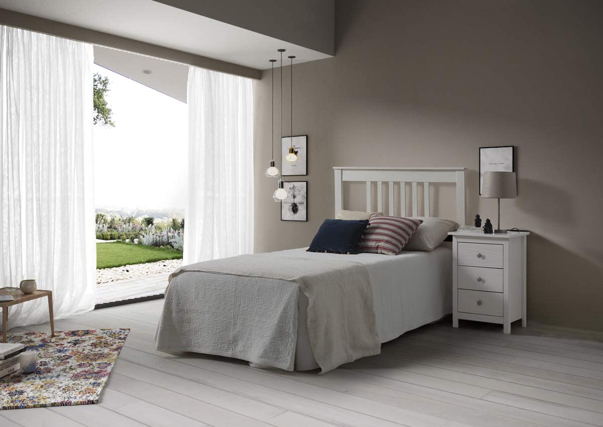 Cabecero de Tabac Blanco para cama de 150 cm color natural